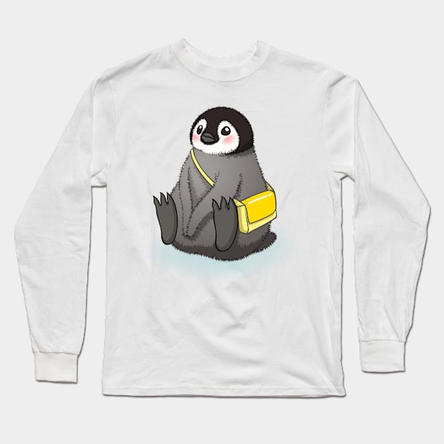 Happy emperor penguin chick Long Sleeve T-Shirt by tomodaging